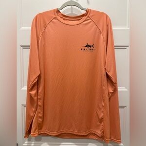 Huk Fishing Long Sleeve Performance Shirt Men’s Large Orange Logo Graphic